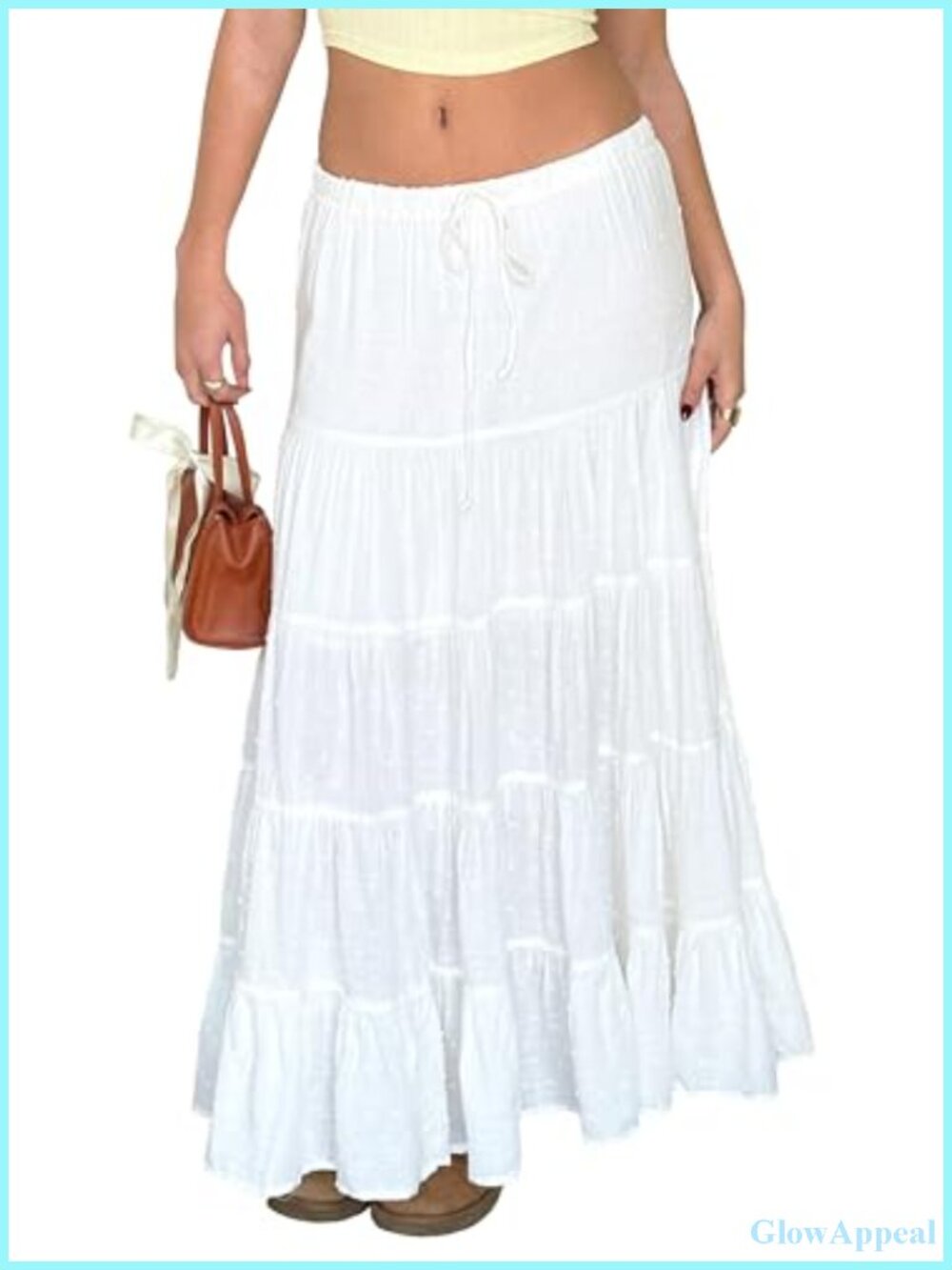 Women's Boho Pleated High Waist Maxi Skirt, Ruffled A-Line, 100% Rayon,